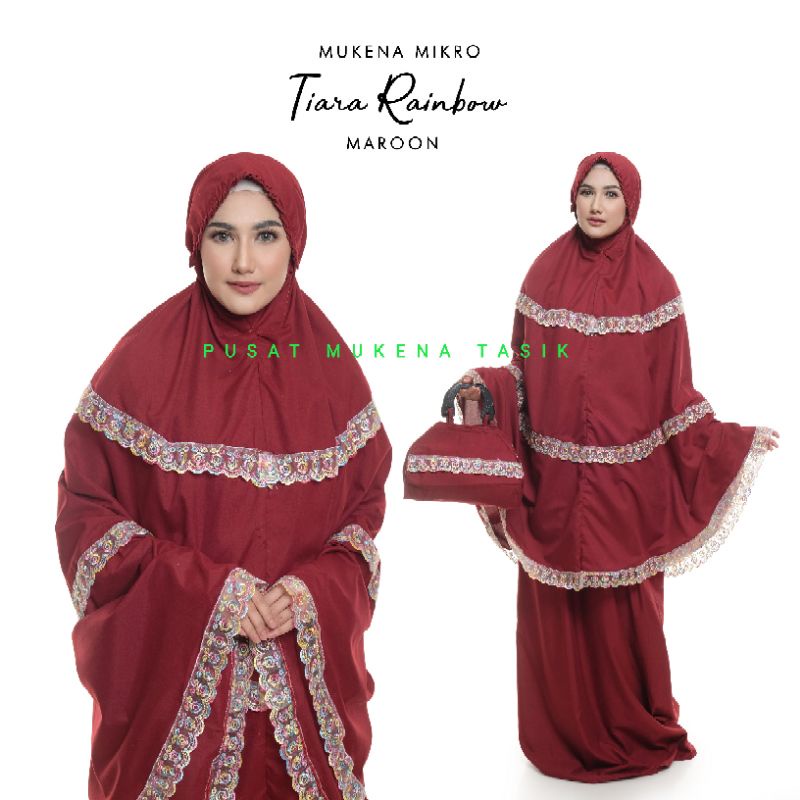 MUKENA DEWASA JUMBO KATUN MIKRO RENDA TIARA RAINBOW | PUSAT GROSIR MUKENA RAYON TERMURAH COD