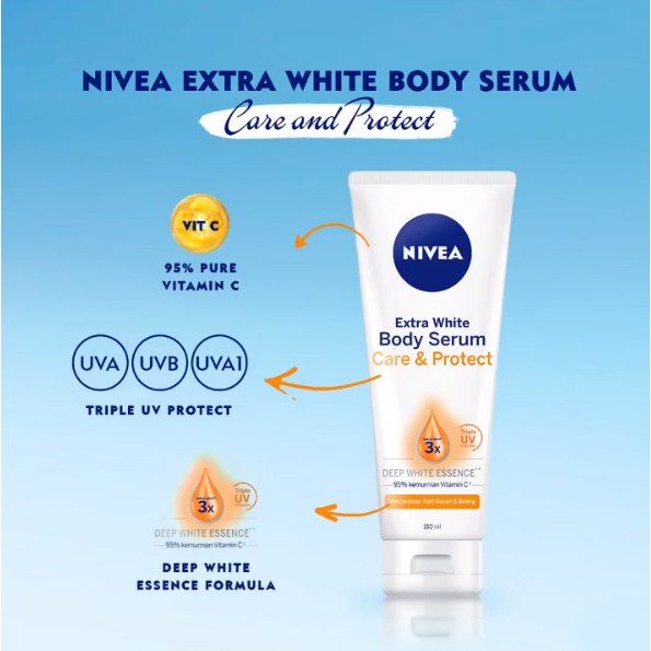NIVEA Body Serum Extra White-Night-Repair Care Protect-Radiant-Glow-Hijab 180ml (Victoria)