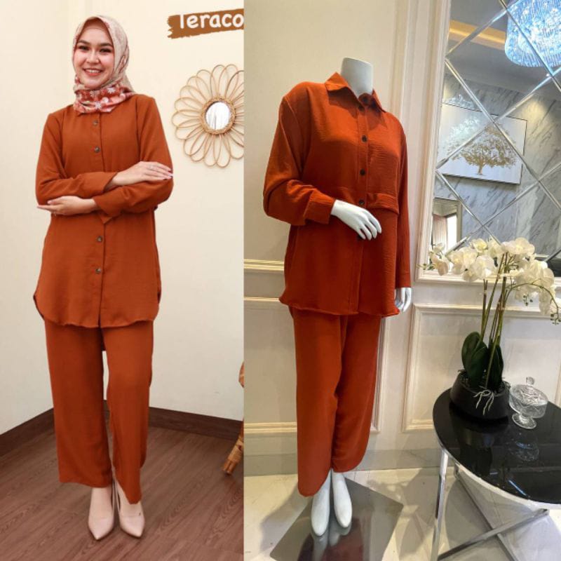 ONE SET LIVIA VIRAL TERLARIS SETELAN CELANA WANITA SET OUTER KEKINIAN