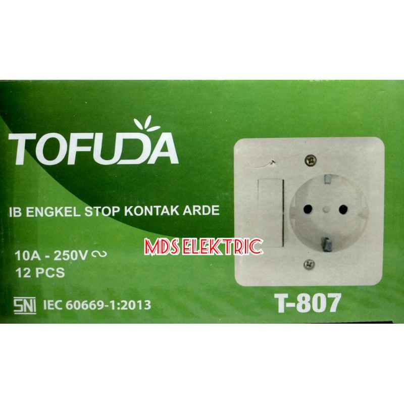 Saklar IB Engkel + Stop Kontak Arde Tofuda T - 807 / Saklar Tunggal + Stop Kontak Arde Tanam