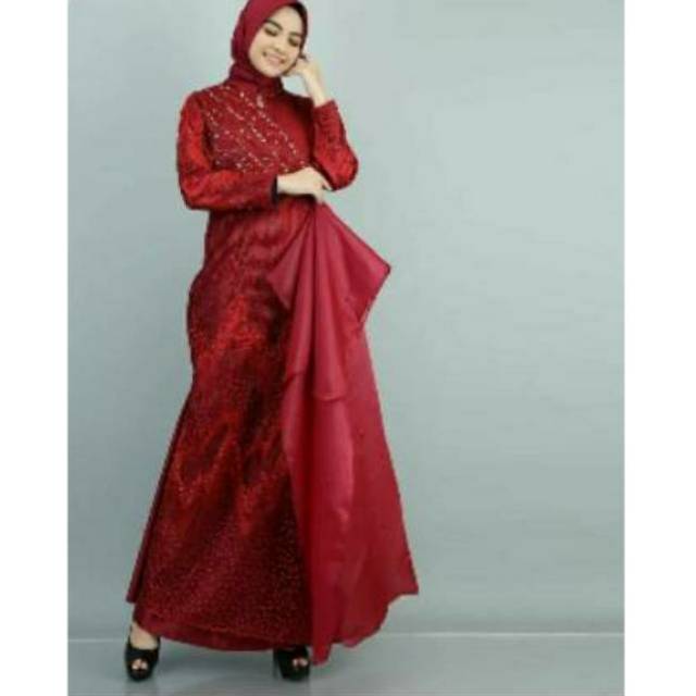 Gaun pesta muslim original by mariam/gamis pesta/gamis lamaran/dress pesta muslim