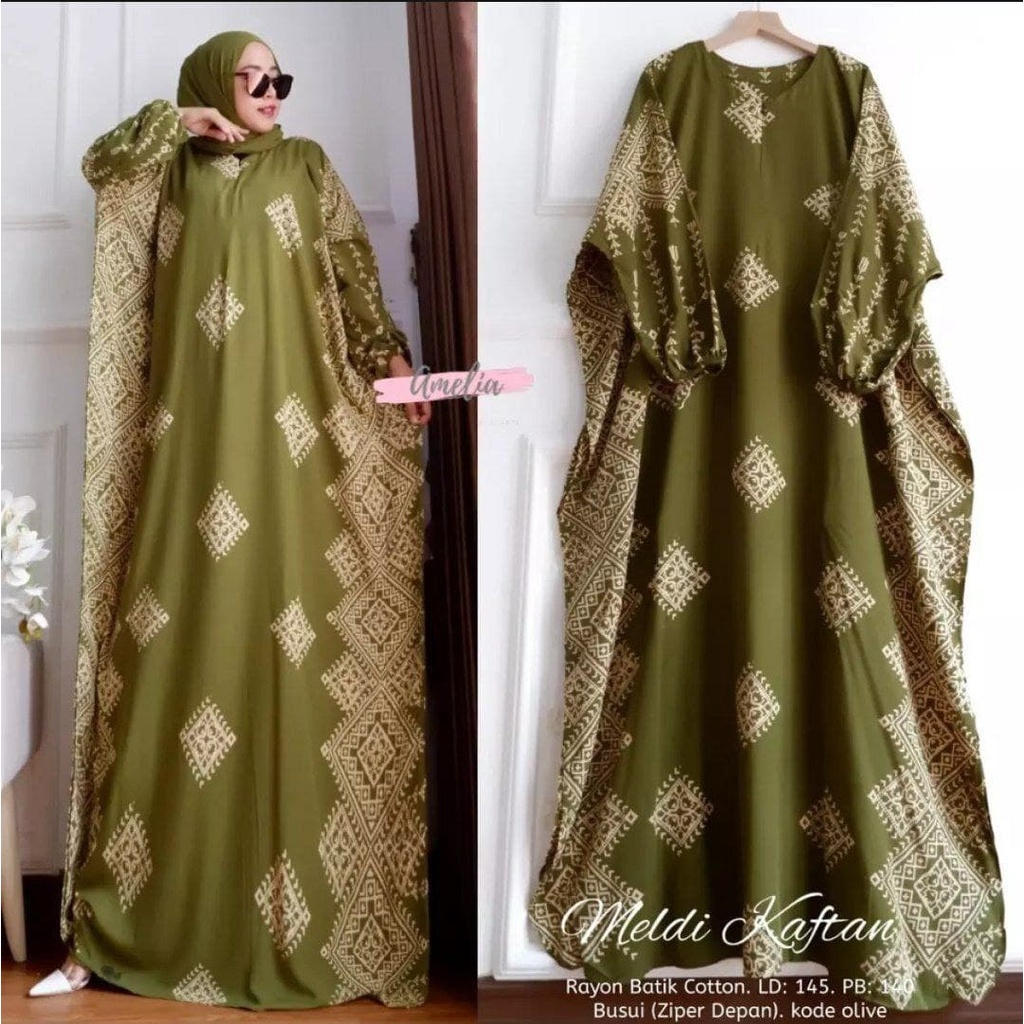 Meldi Home Kaftan - Kaftan Wanita Jumbo Rayon Tie Dye Premium Gamis Dress Kekinian Bigsize LD 180 cm