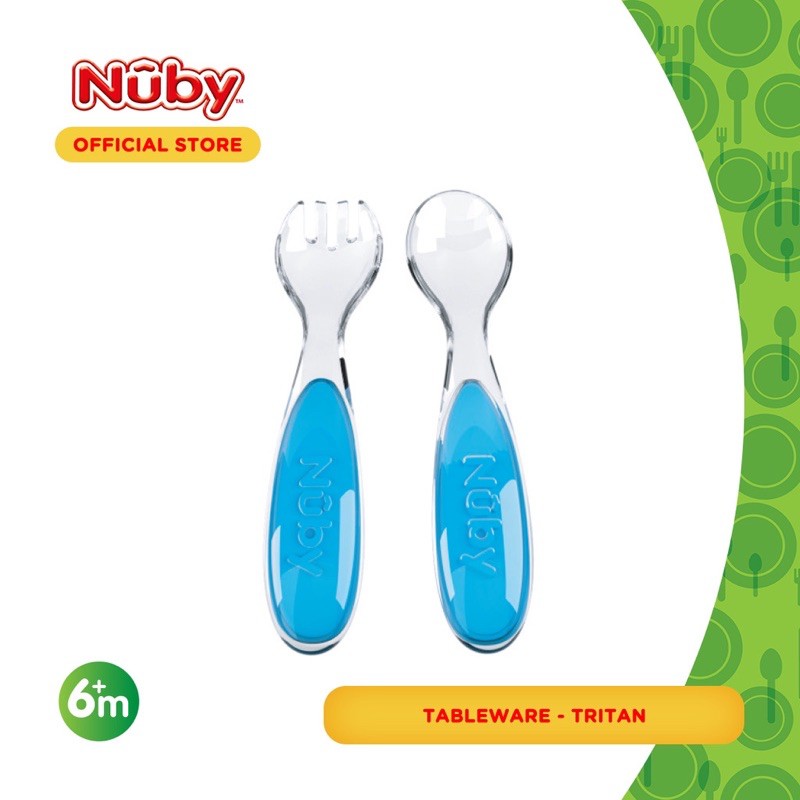 Nuby Tritan Spoon &amp; Fork-sendok garpu anak