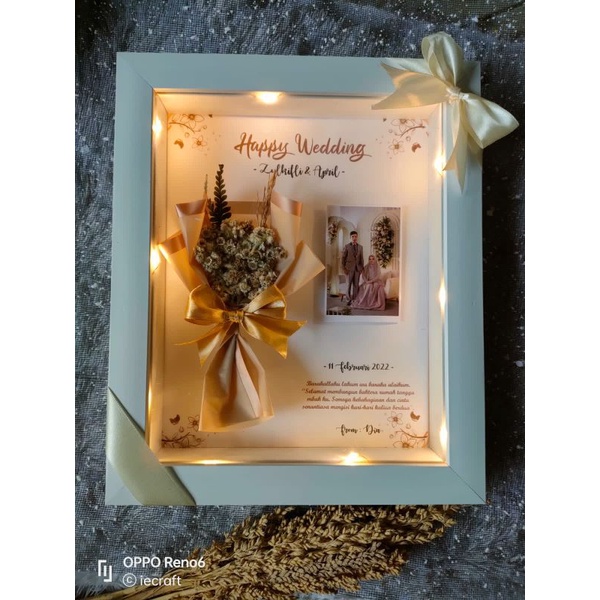 1 HARI JADI Flower in Frame Polaroid Frame 3d frame 20x25 cm Kado Hari Guru Kado Pernikahan Kado Ula