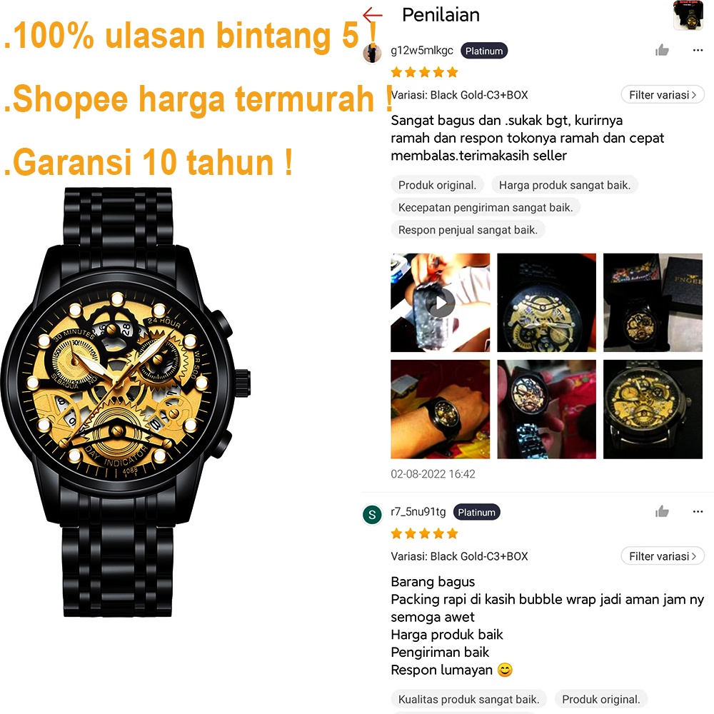 Jam Tangan Pria Anti Air Original Melubangi Luxury Metal WatchJam Tangan Pria Anti Air Original Stainless Steel Kuarsa Original Tahan Air （Free BOX+Kartu Garansi）