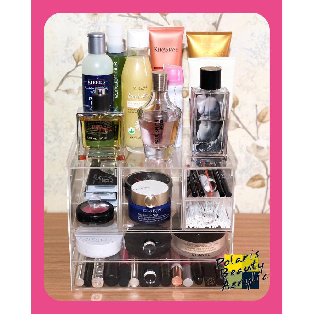 RAK KOSMETIK ACRYLIC-TEMPAT MAKEUP AKRILIK-BEAUTY CASE AKRILIK-SIGNORA