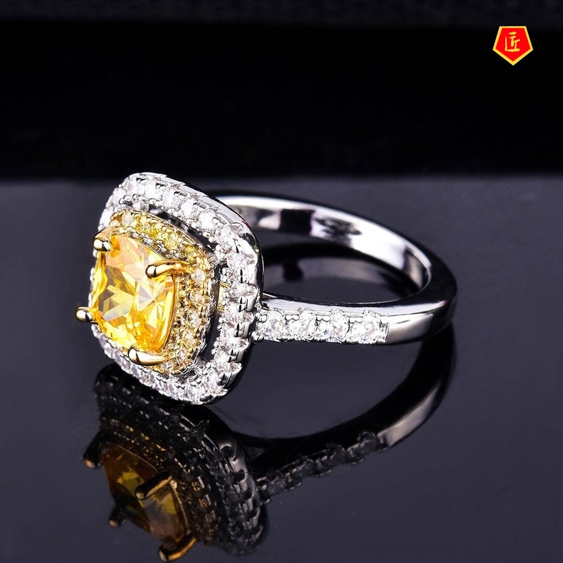 [Ready Stock]Luxury Fashion Yellow Diamond Ring