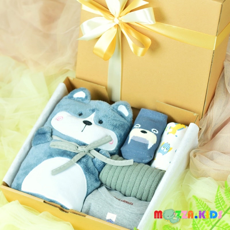 HAMPERS 5 SET BABY SLEEPSUIT BLANKET DINO GREY