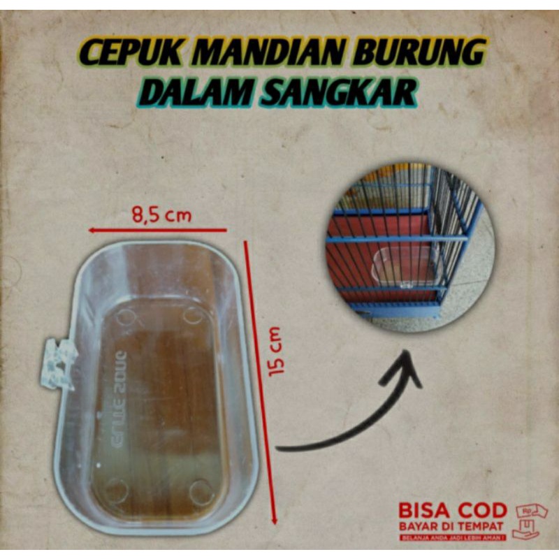 CEPUK MANDI BURUNG BAHAN MIKA BENING TEBAL COCOK BUAT KANDANG BURUNG MURAI