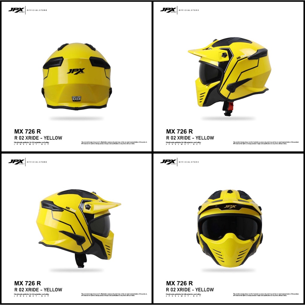 HELM JPX MX726R MOTIF R-03 XRIDE YELLOW ORIGINAL JPX MX 726R - ONGKIR TERMURAH 2KG