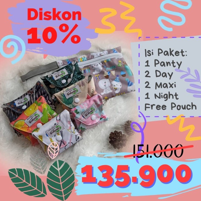 NINGRAT Paket Menspad Pembalut Kain Panty Day Maxi Night Mens Pad