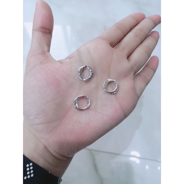 anting ring gypsy ukir kecil/ anting perak asli silver 925 lapis emas/ anting fashion import