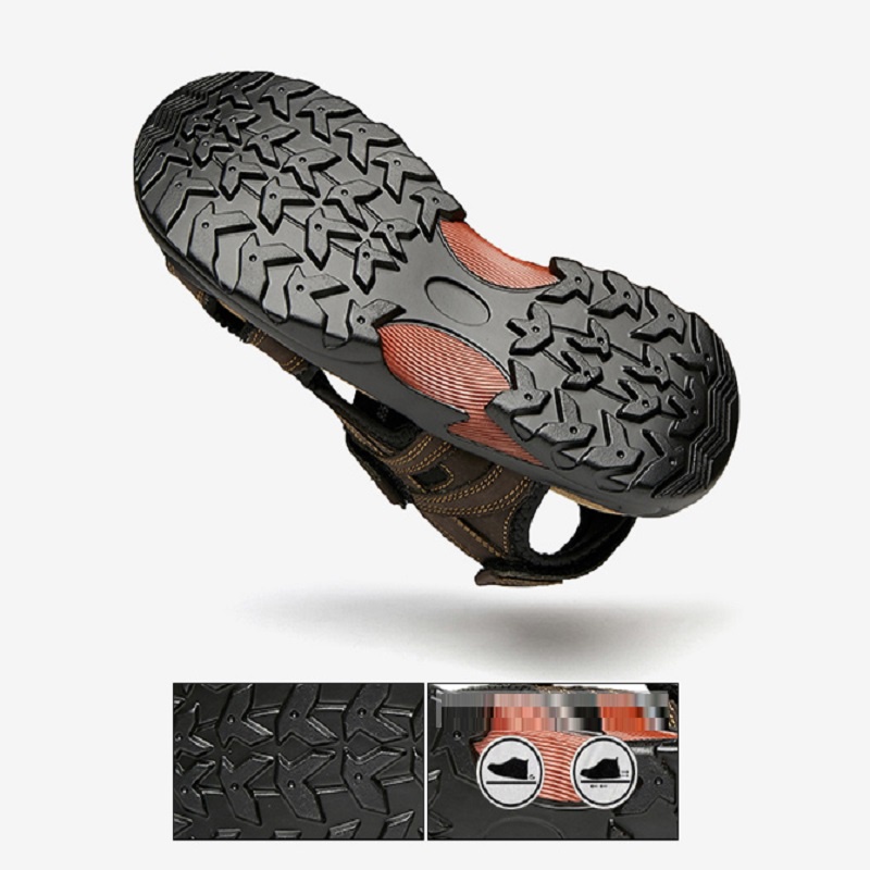 Sandal Hiking Gunung Pria Original Sendal Kulit Asli Cowok Sepatu Santai Outdoor Keren Adventure Laki Laki Terbaru 057