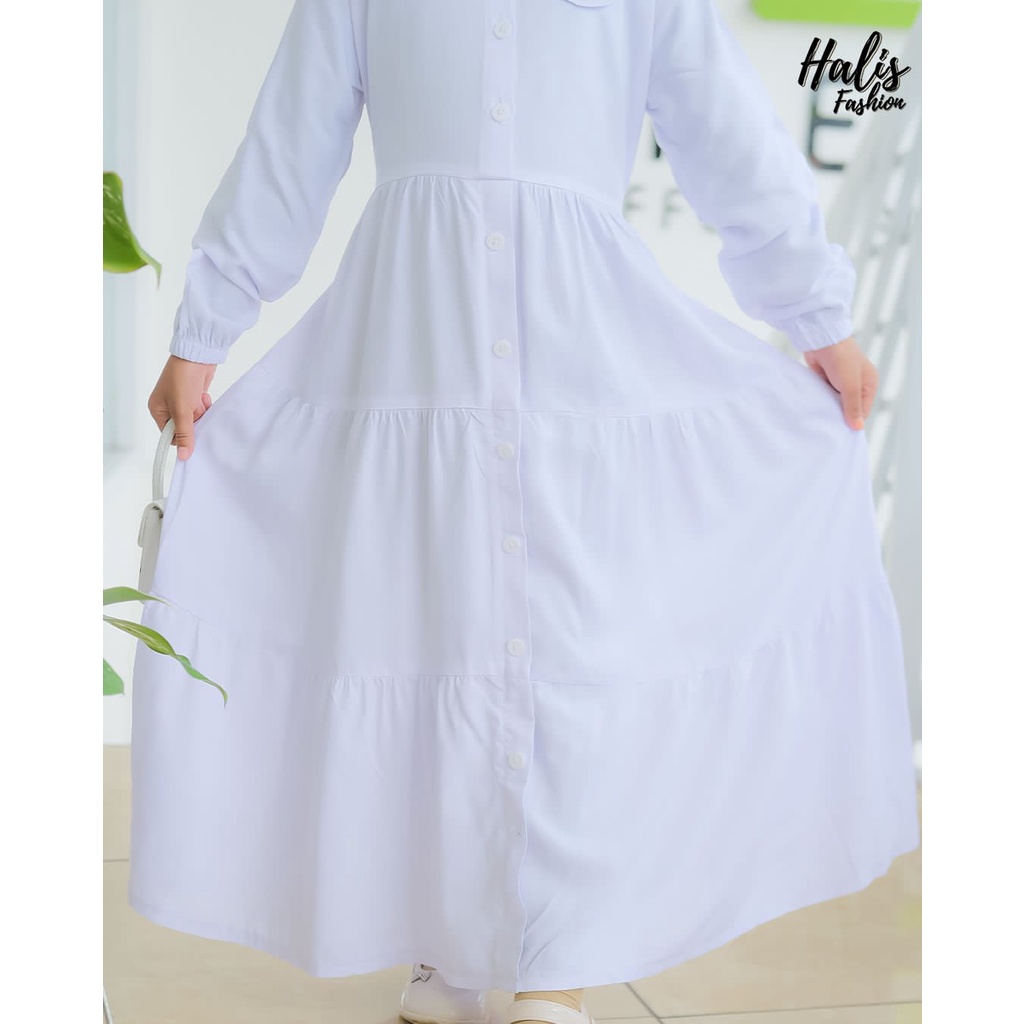 Gamis anak Adiba dress coupel mom &amp; kids katun twill adem sweet model ori halis fashion couple baju manasik putih anak