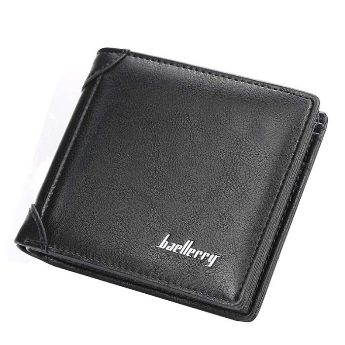 Dompet Pria Dompet Pendek Kulit Dompet Lipat Pria Baellerry D1306 Horisontal - Black(L9R9) Dompet Ku