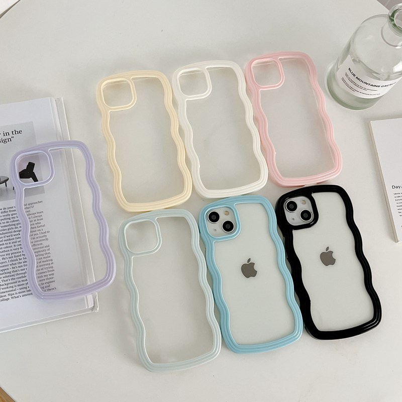 Soft Case Pelindung Lensa Bumper Bahan Silikon Bening Gelombang Untuk iPhone 11 12 Pro max 11pro max 12pro max ip 11 ip 12