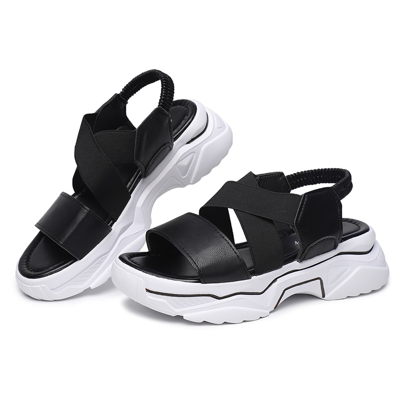 [GROSIR][COD] SEVEN_DAY SANDAL WANITA SANDAL GUNUNG KOREA IMPORT CASUAL SHOES HITAM SVN-206