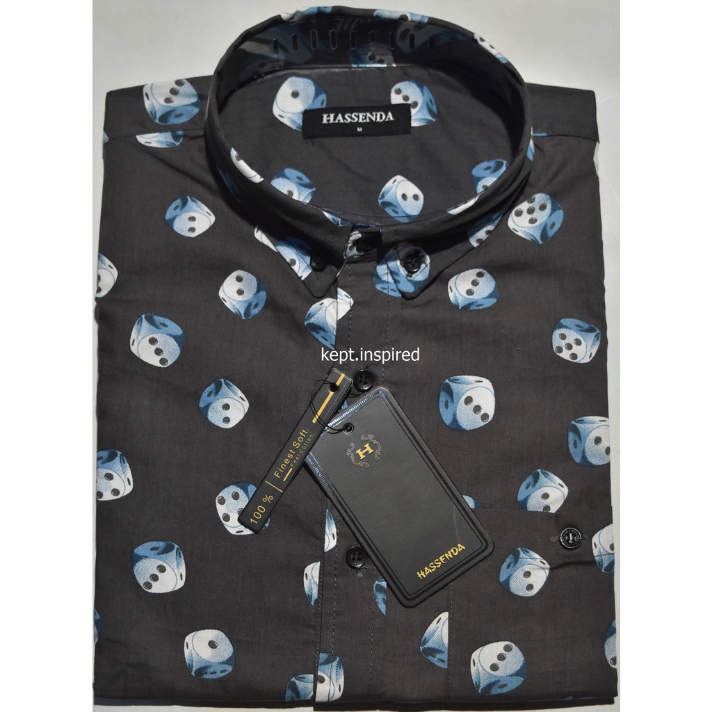 Hassenda Kemeja Pria Lengan Pendek Coklat Motif LIT 08 ORIGINAL