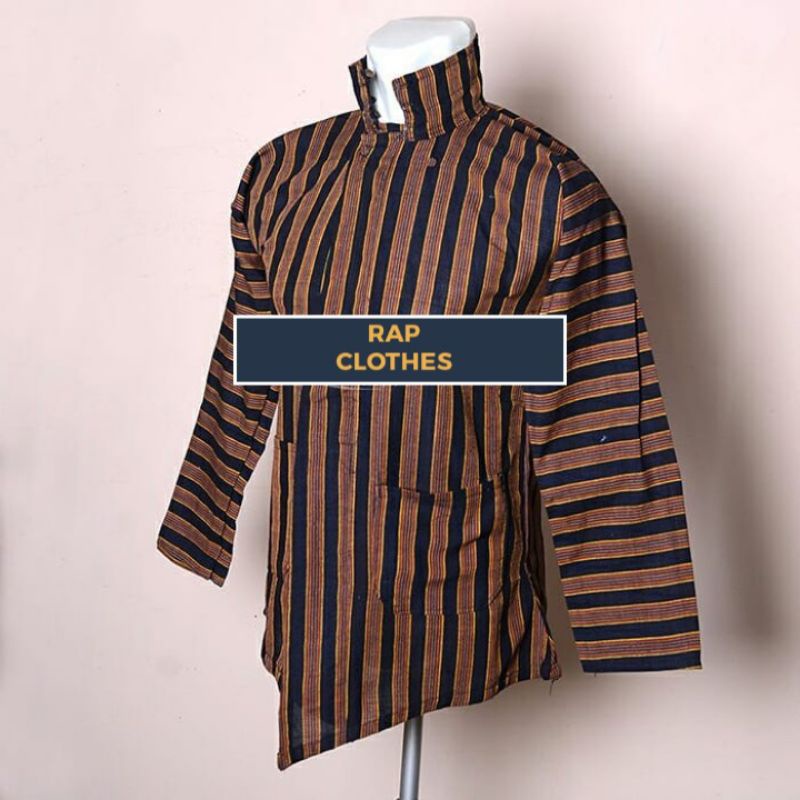 Baju Lurik Hitam Coklat Tenun Asli Jawa / Baju Sunan Kalijaga