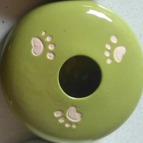 (BISA COD) tempat minum keramik lubang kecil untuk kucing persia uk L - Hijau TERJAMIN Kode 760