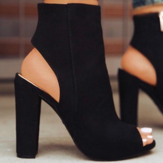 black platform peep toe booties