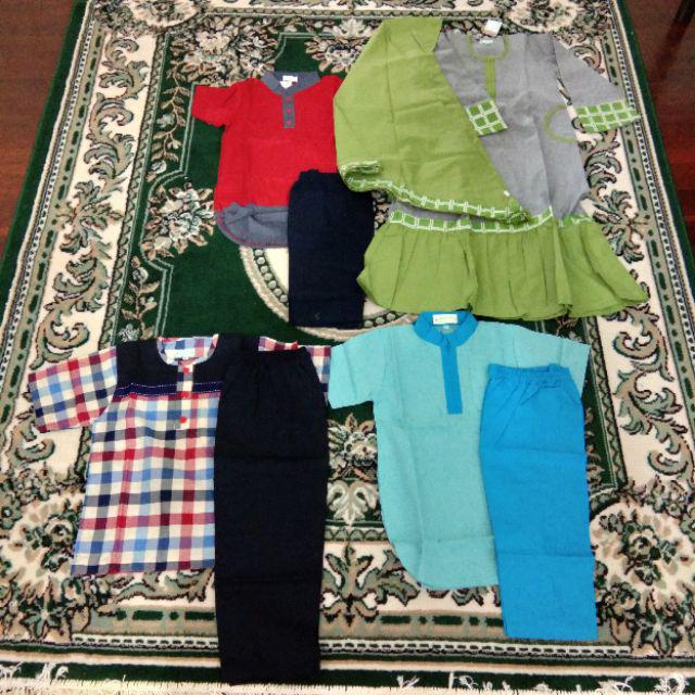 Gamis Anak Mamanda ss Grey Mix Olive Batik