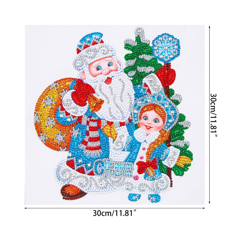 Lukisan Sulaman Berlian 5D Jahitan Bersilang Desain Santa Claus Dan Girl Model DIY