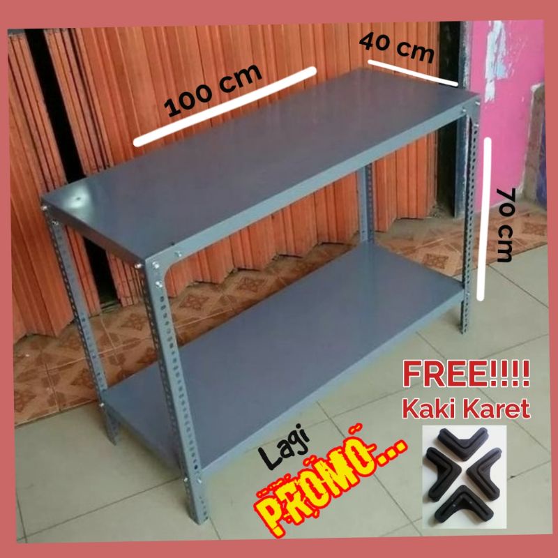 MEJA KOMPOR - TELEVISI - AQUARIUM - RAK BESI SIKU LUBANG 2 SUSUN - BAHAN TEBAL DAN ANTI KARAT