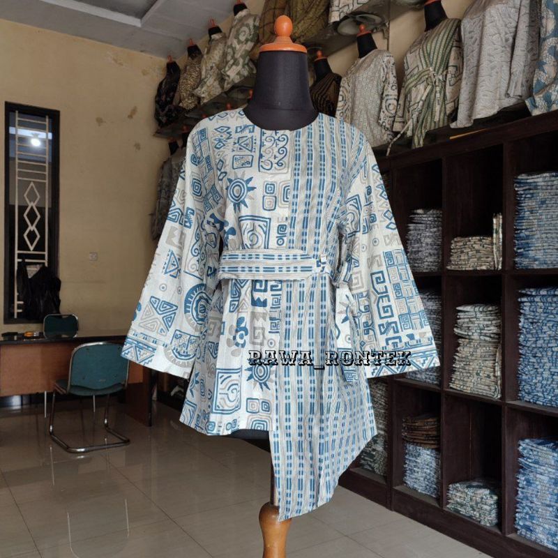 M-L-XL-XXL-JUMBO Batik wanita ASJ SA HRB026 Kenongo Kemeja Tosca Pendek-B new mentari biru