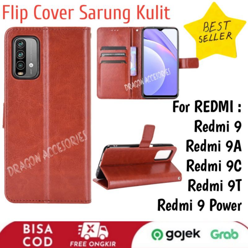 FLIP COVER XIAOMI REDMI 9 9A 9C 9T 9 POWER SARUNG BUKU KULIT KANCING SLOT CARD MAGNET SHOCKPROOF TPU