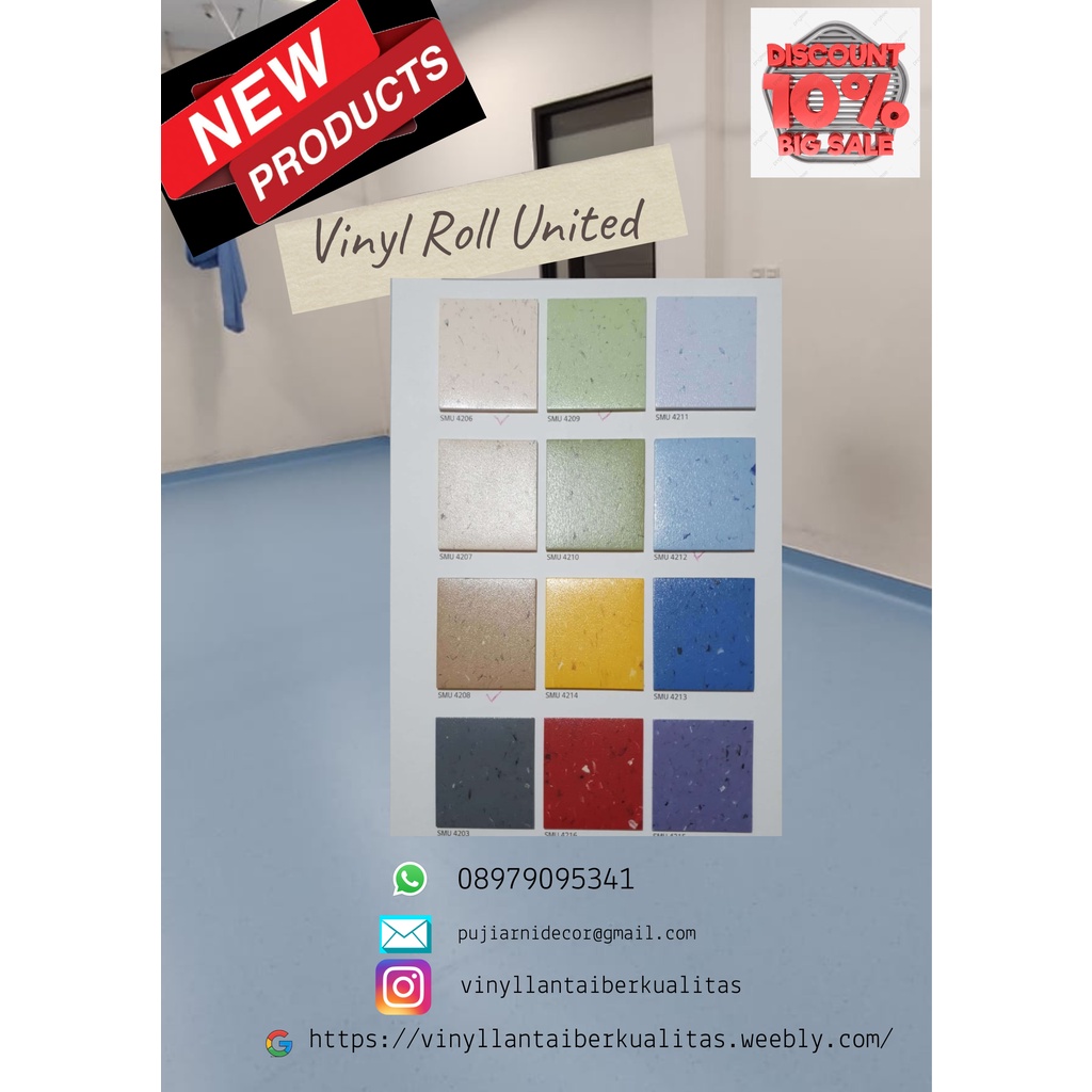 Lantai vinyl Anti bakteri Vinyl roll United