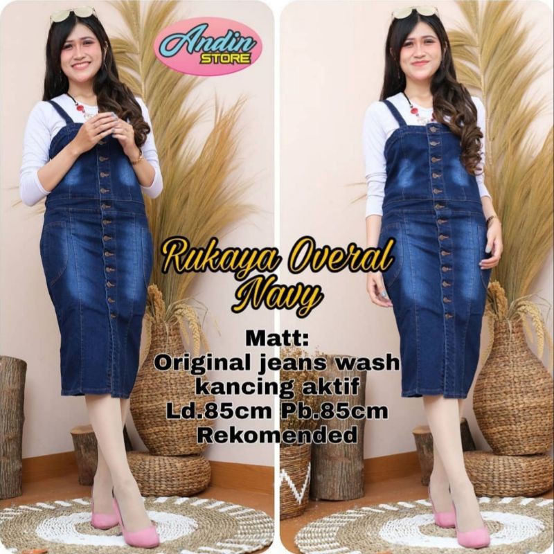 READY LD JUMBO !!RUKAYA OVERALL MATT JEANS STERTCH TEBAL