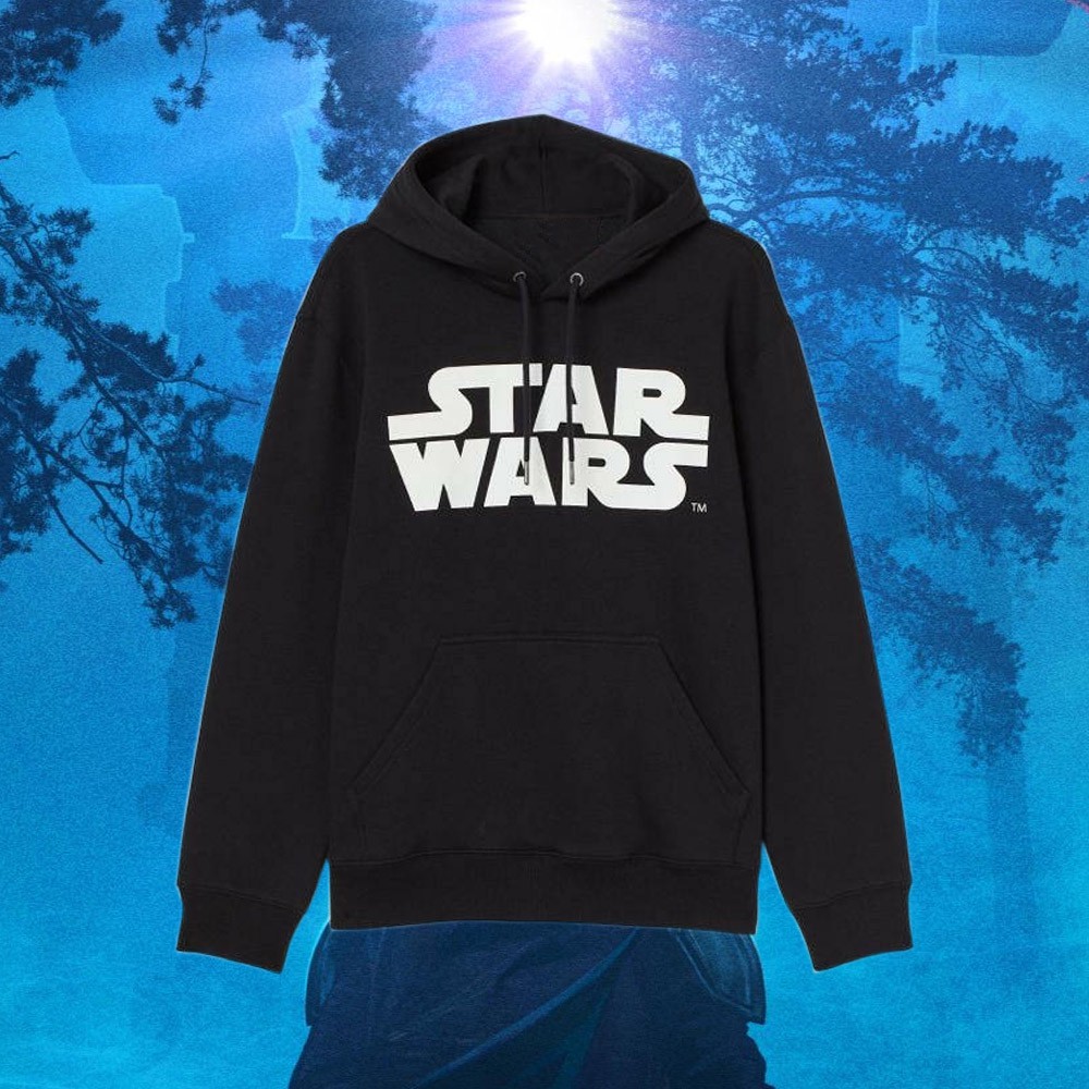 Hoodie Jaket Pria Wanita HnM H&amp;M Star Wars Big Logo Hitam Full Tag