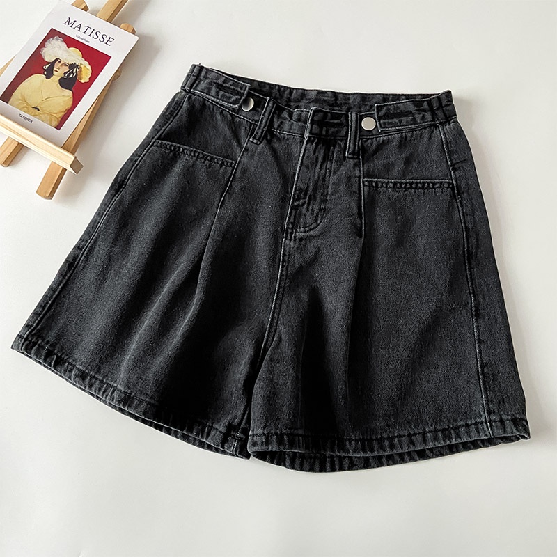 korean style celana jeans pendek wanita korean loose--jeans pendek cewe（realpict）