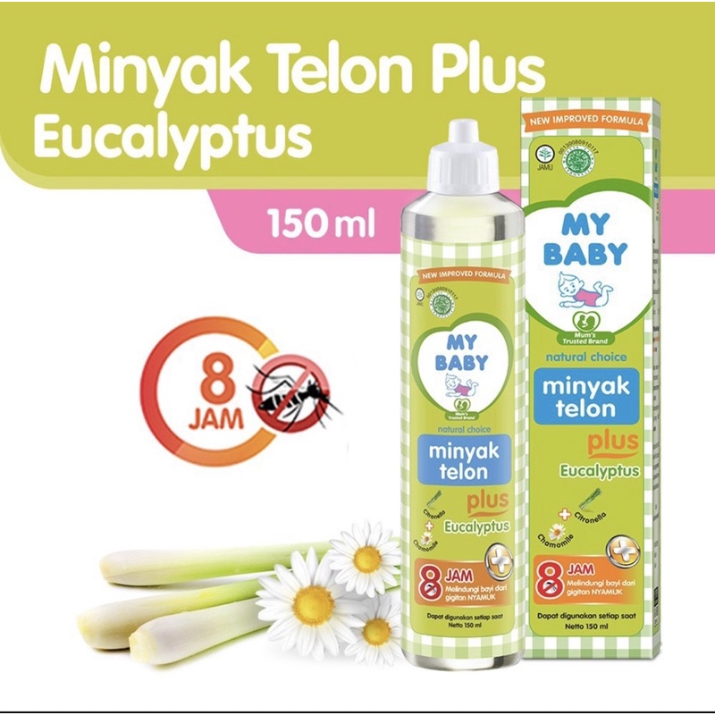 MY BABY Minyak Telon Plus [150 mL,90mL,60mL] - Minyak Bayi Anti Nyamuk 8 Jam