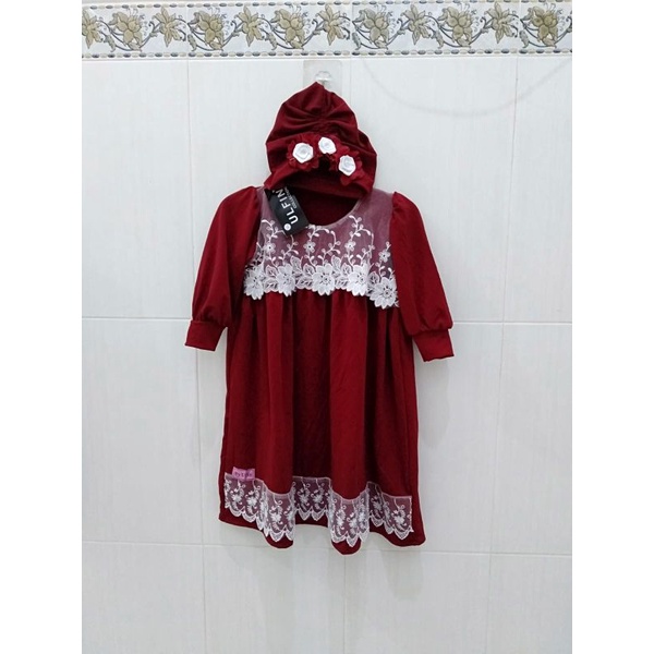 Baju Gamis Kaftan Bayi Anak Perempuan NewBorn/Baju Bayi Aqiqah Kekinian/Busana Muslim Anak Perempuan