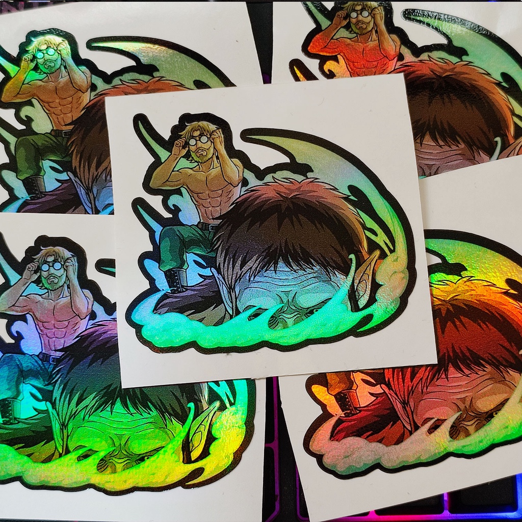 STICKER STIKER HOLOGRAM ANIME AOT ZEKE YEAGER  - STIKER ANIME