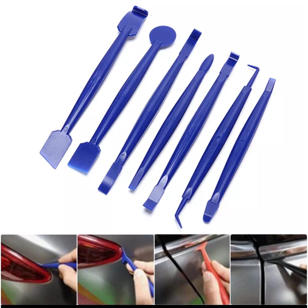 7 pcs / Set Scrapper Pembersih Es/Salju Kaca Film Untuk Mobil