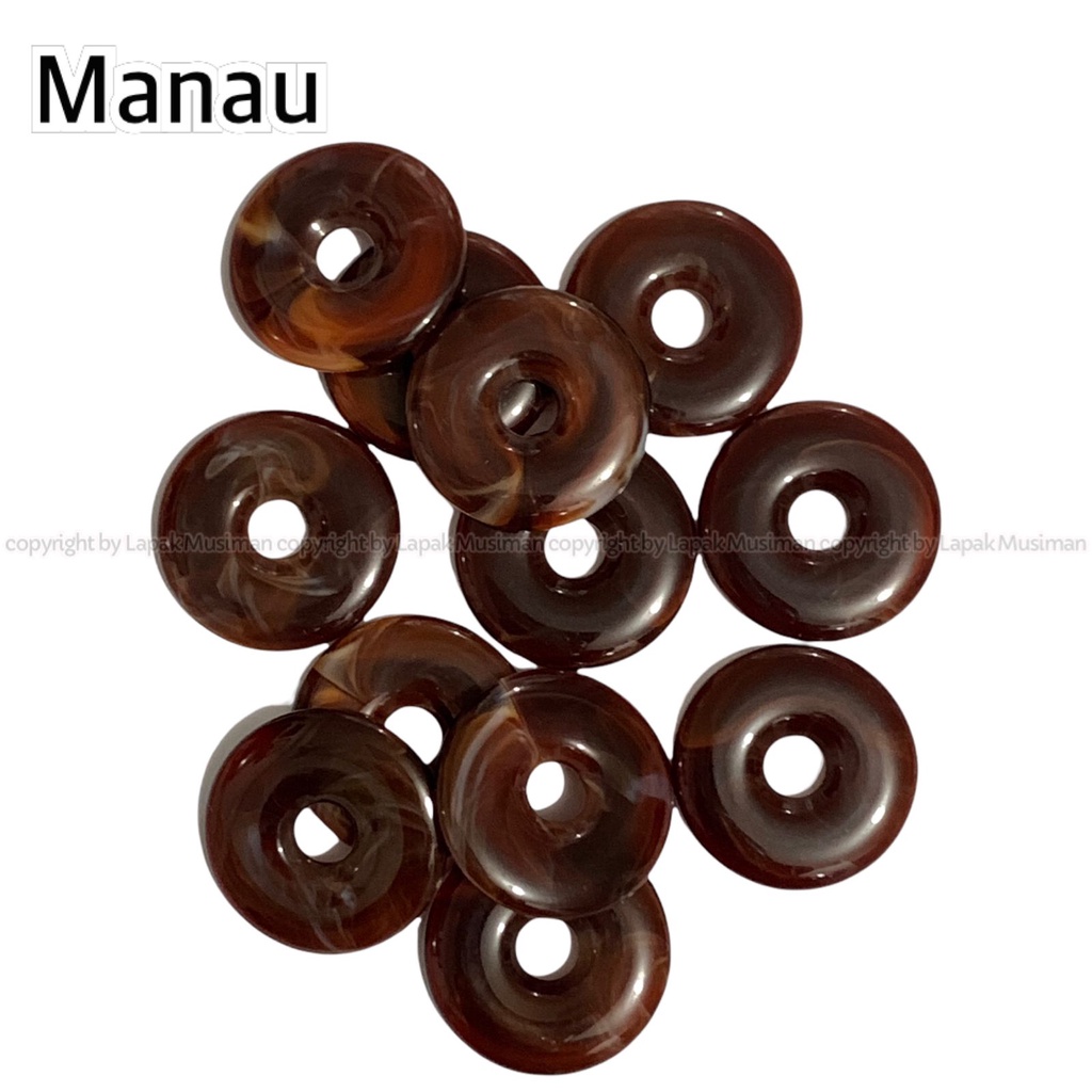 [Bayar di Tempat] Liontin Manik Donat Bahan Resin Giok Bulat Hitam Giok Burma Gading