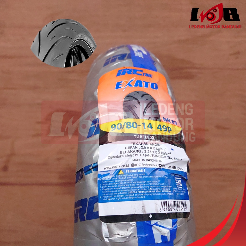 IRC EXATO NR88 90/80-14 Ban Luar Tubeless Motor Matic Universal Depan Belakang