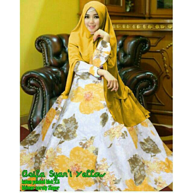 Gamis set syari+ kerudung ceruti 3 layer