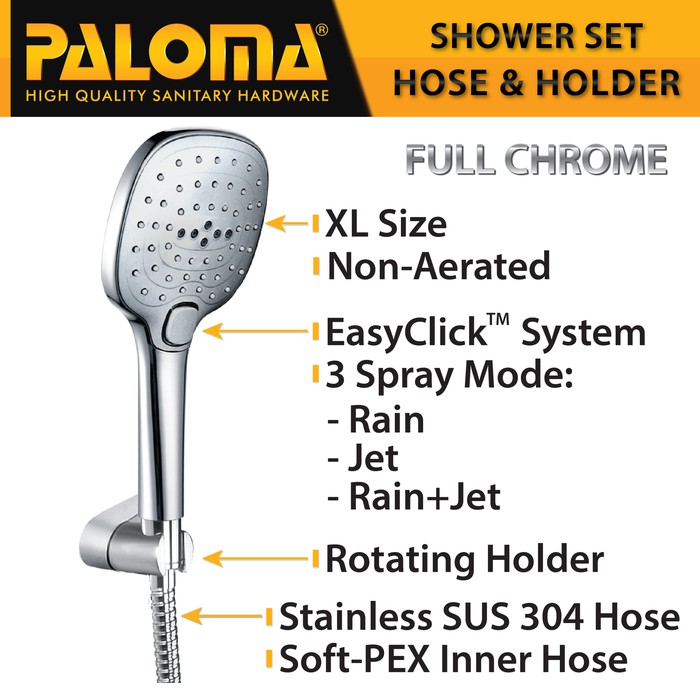 PALOMA FCBZ 6176 SSP 2304 Paket Keran Cabang Shower Set Mandi Tembok