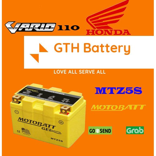 PALING MURAH GTH AKI  MOTOR  HONDA VARIO  110  MOTOBATT MTZ5S 