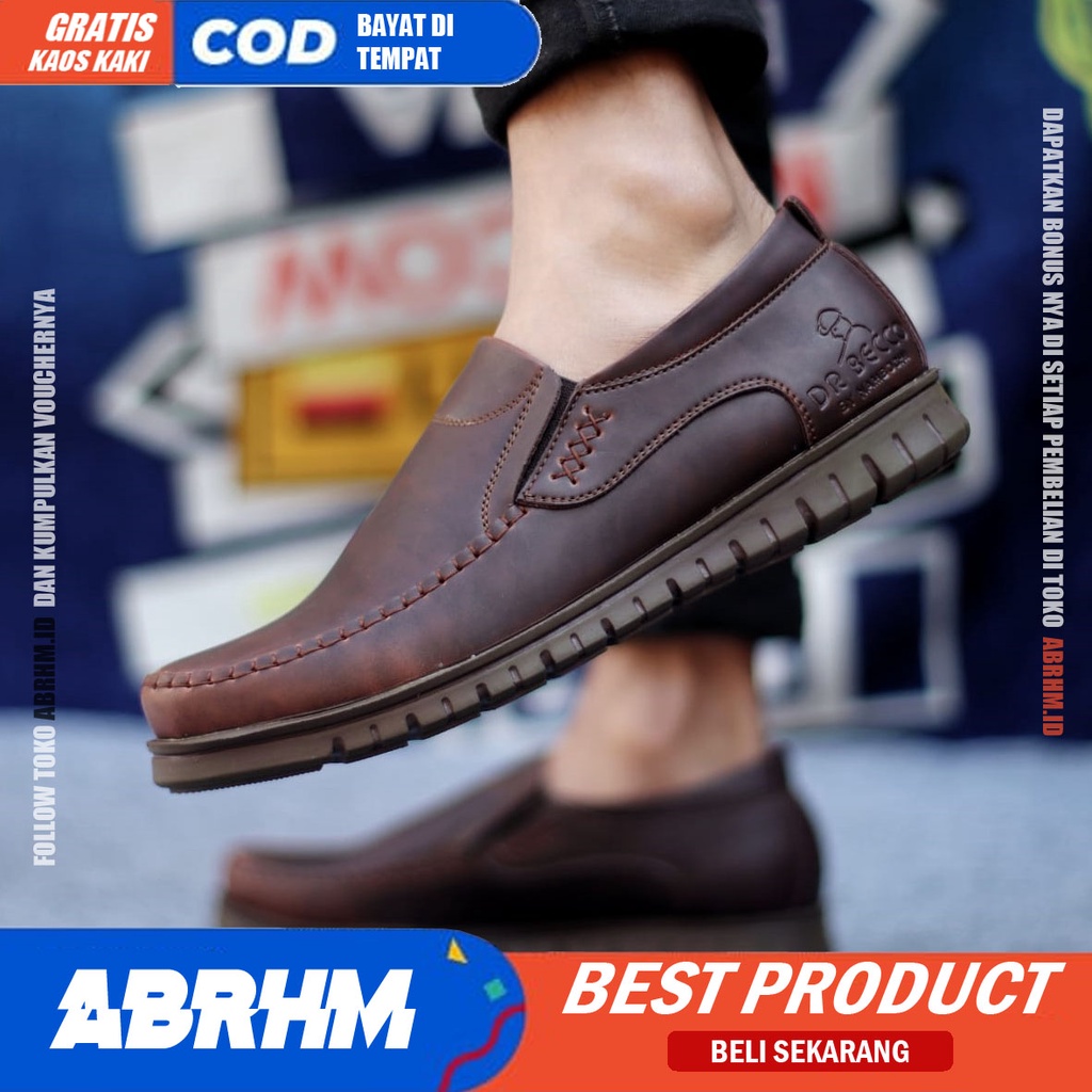 ABRHM BLEND Sepatu Formal Casual Pantofel Kerja Hitam-Coklat