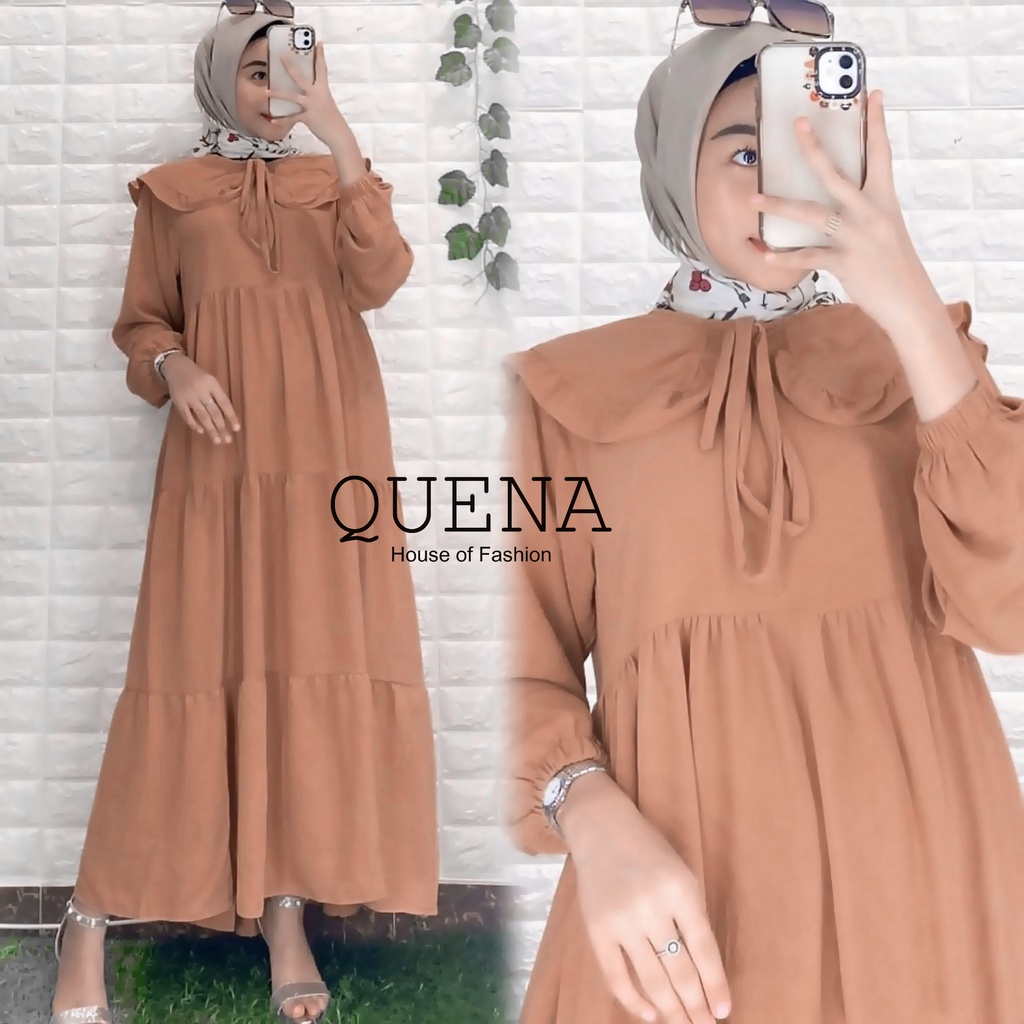 Quena Midi Dress Premium Katun Lady Zara Busui Murah COD