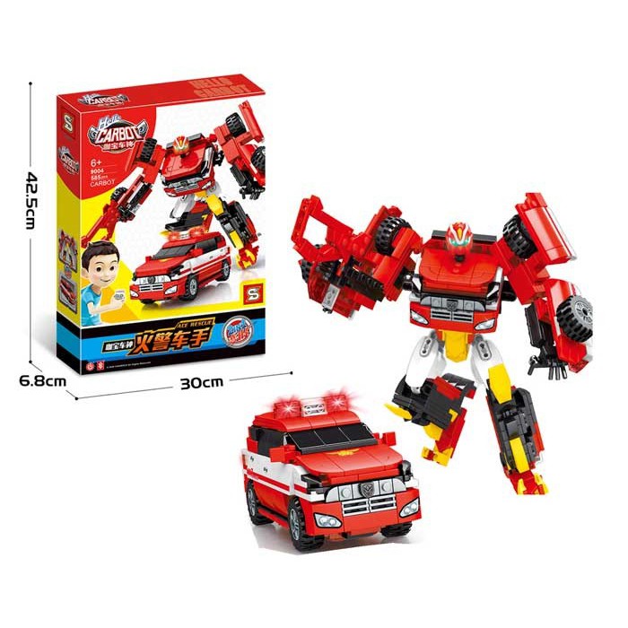 D'BEST -  BLOCK CARBOT 585PCS - 9004 MAINAN ANAK EDUKASI BLOK MOBIL JADI ROBOT