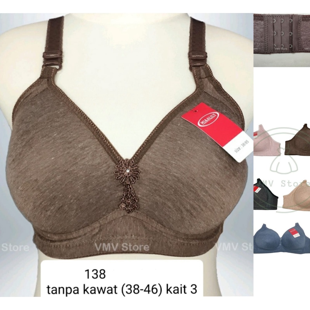 BH IMPORT BH MISSLILY 138 TANPA AKWAT KAIT 3 / UKURAN 38-46 ORIGINAL