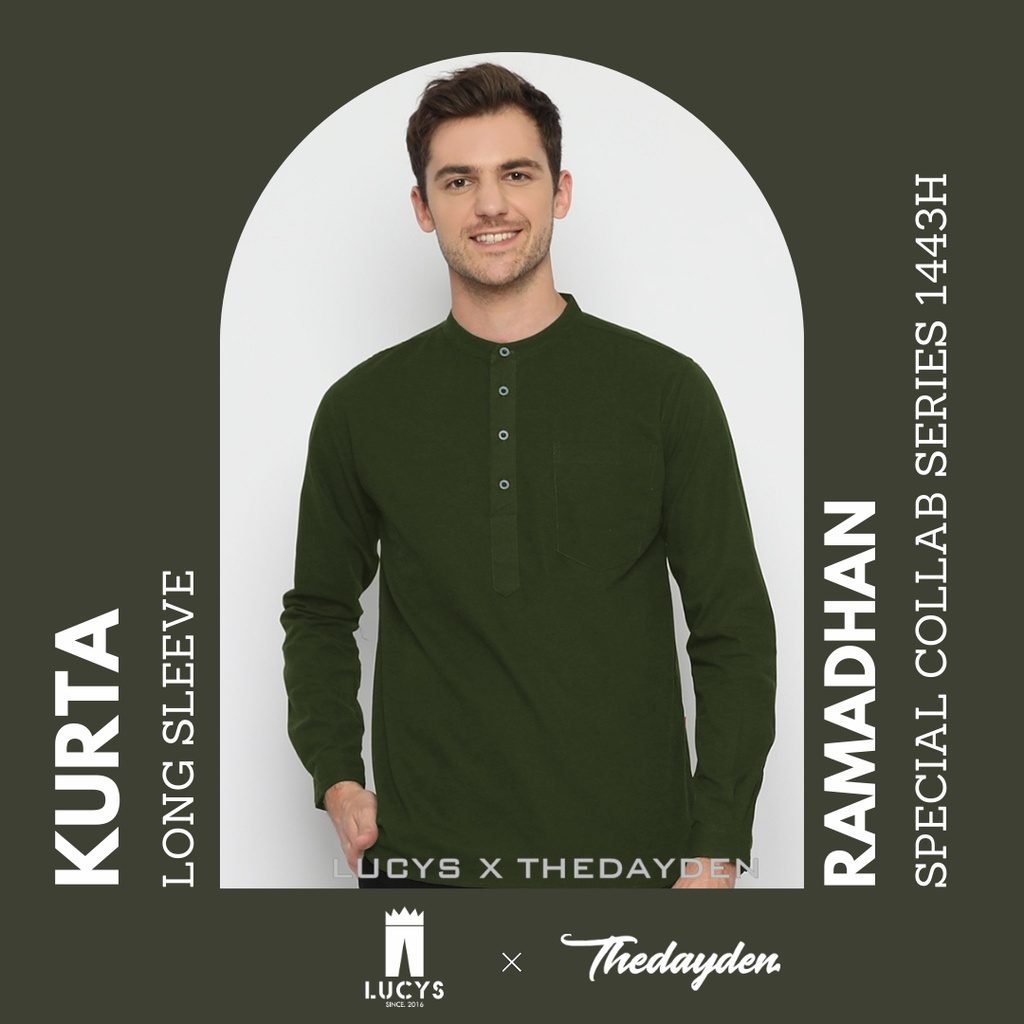 KOKO KURTA POLOS PRIA MUSLIM HIJAU ARMY OLIVE