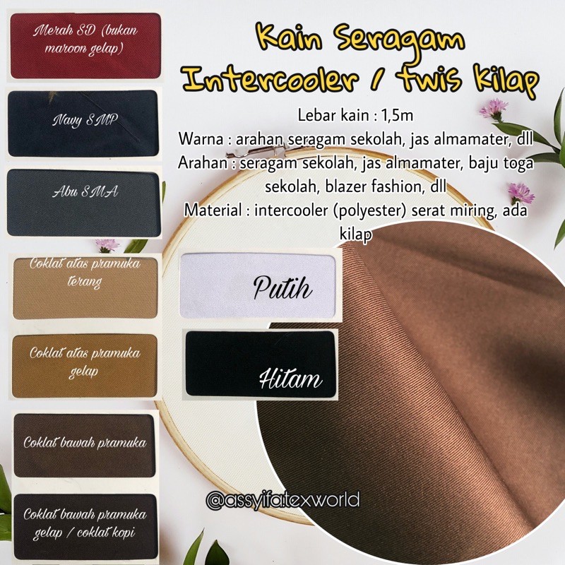 kain meteran eceran seragam sekolah jas intercooler twis merah sd biru smp navy pramuka hitam abu