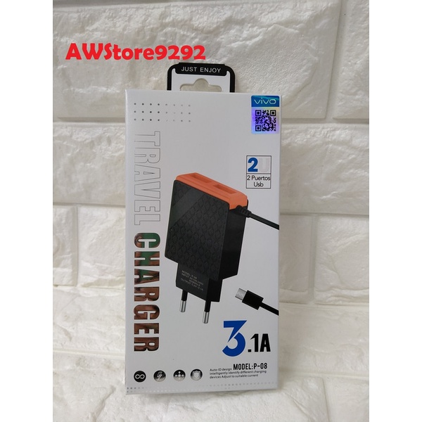 Travel Charger Kabel data USB VIVO P-08 P08